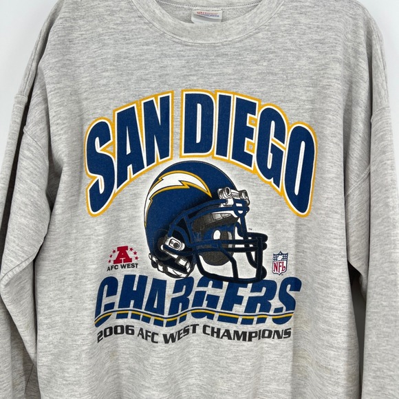 Vintage San Diego Chargers Sweatshirt Mens Large Hanes 2006 AFC West Champs Gray - Picture 2 of 13
